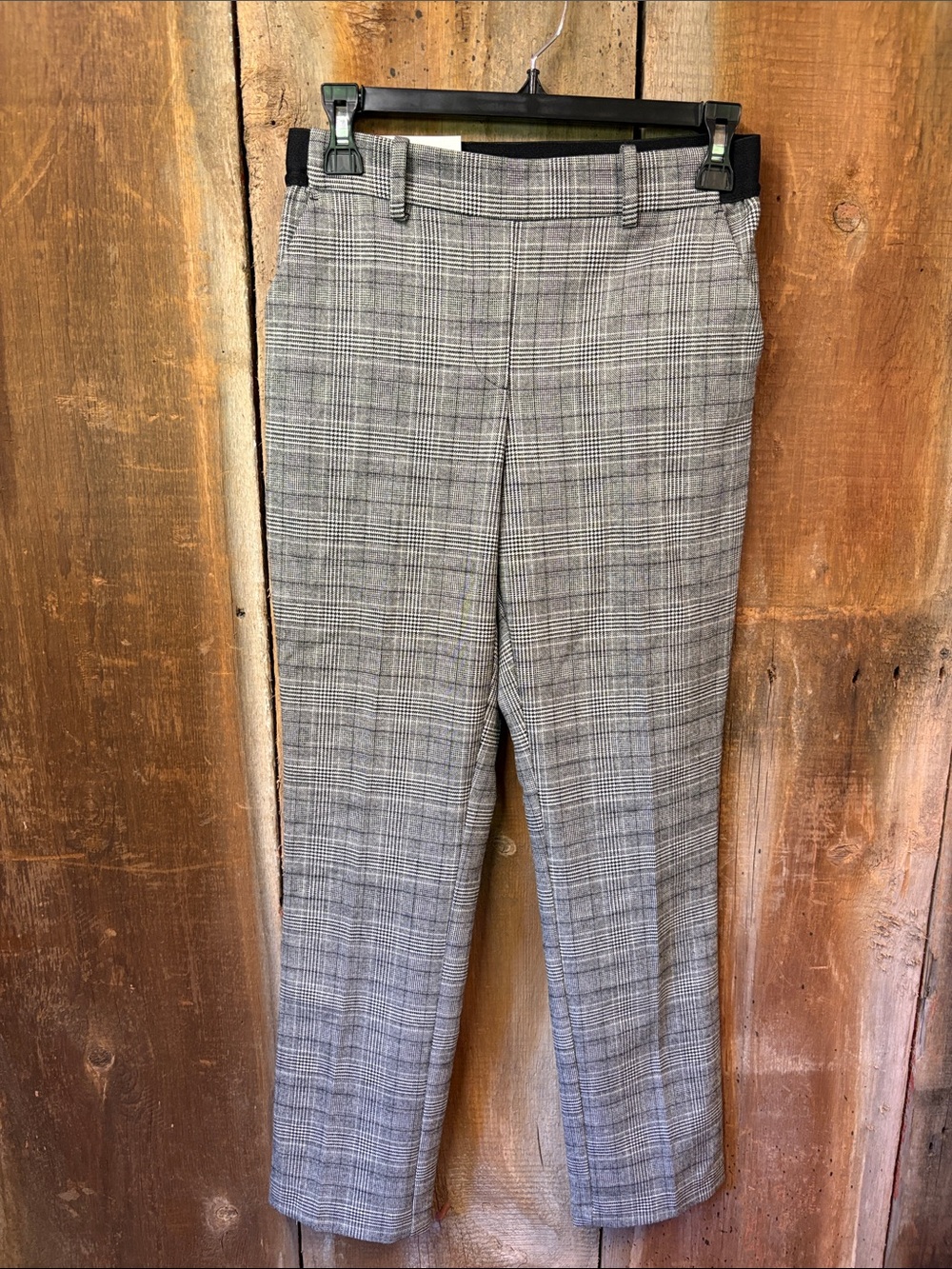 NWT H&M Stretch Pull On Houndstooth Glen Plaid career pants Slacks Size 4 Ankle